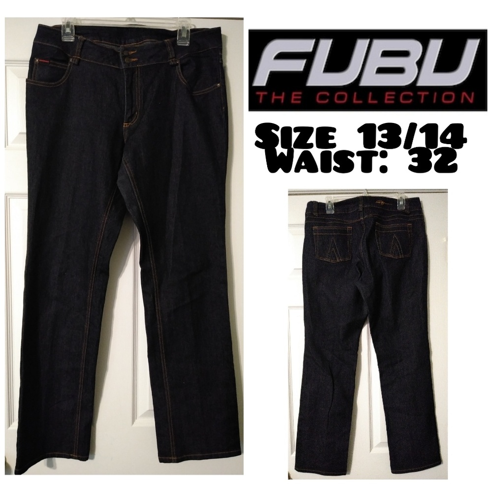Fubu women denim rinse blue jeans size 13/14